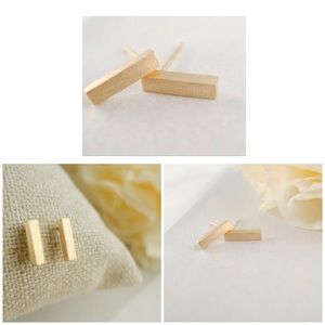 Brushed Gold Bar Dainty Post Earrings
